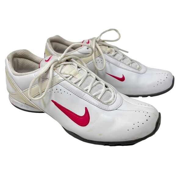 Nike Air Cardio III Running Shoes White Pink Leather Sneakers Womens Size 9.5 - Picture 2 of 11